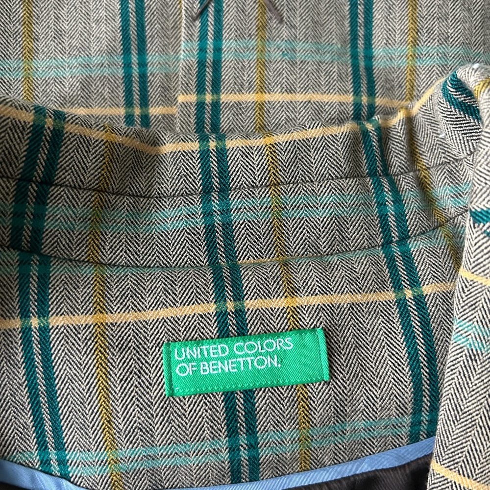 United Colors Of Benetton Plaid Vintage Blazer, Size 4 - Picture 6 of 8